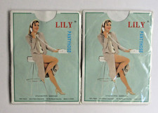 LILY Pantyhose White QUEEN 2 NEW Sealed Packages Vintage Style 7405Q