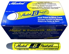 Box of 12 Markal B Gray Tire Chalk Paint Sticks Crayon Surface Marker Graffiti