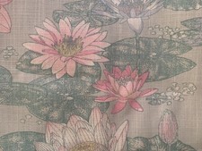 Laura Ashley WATERLILIES Fabric Remnant  Cotton/Linen 1 Metre x 140 cms