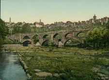 Rothenburg o/T. Double Bridge and City Party.   P.Z., photochromic, vintage phot
