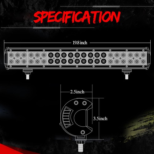 20inch 126W LED Light Bar Dual Row Spot Flood Combo Work UTE Truck SUV ATV 19'' - Picture 3 of 12