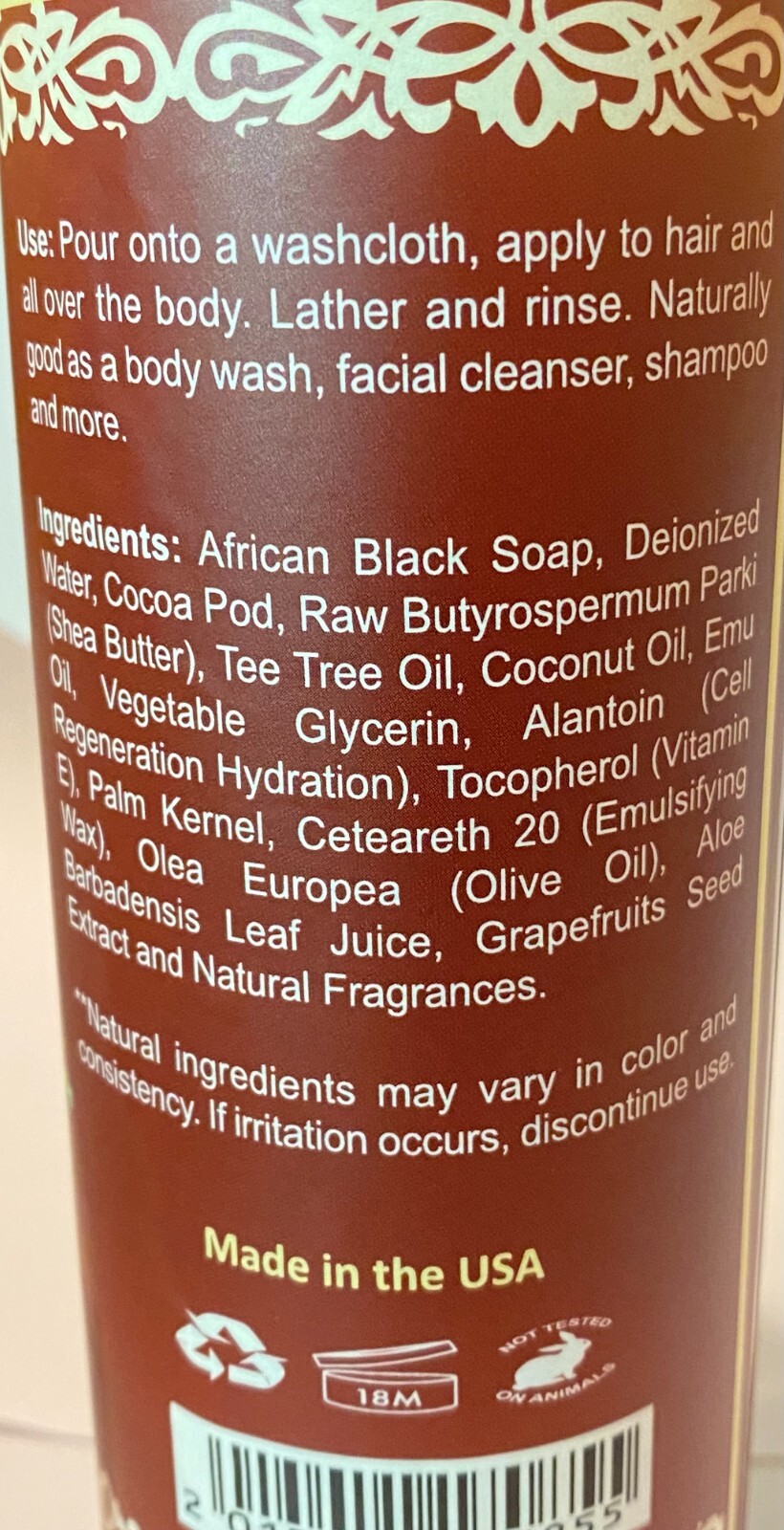 Liquid African Black Soap for Acne, Eczema & Psoriasis 13 oz&nbsp;