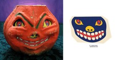 GLASSINE PAPER REPLACEMENT FACE - SMILING  HALLOWEEN JOL PAPER MACHE LANTERN #B