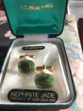 Vintage Koha Nephrite Jade Cuff Links New Zealand 1979 New In Case 