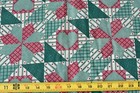 By 1/2 Yd, Vintage, Green Burgundy & Tan Cotton Patchwork Cheater-Quilt, V137