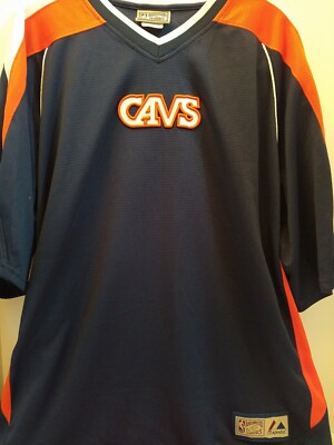 CLEVELAND CAVALIER NBA MAJESTIC SEWN STITCHED VINTAGE WARNUP SHIRT ADULT XL RARE