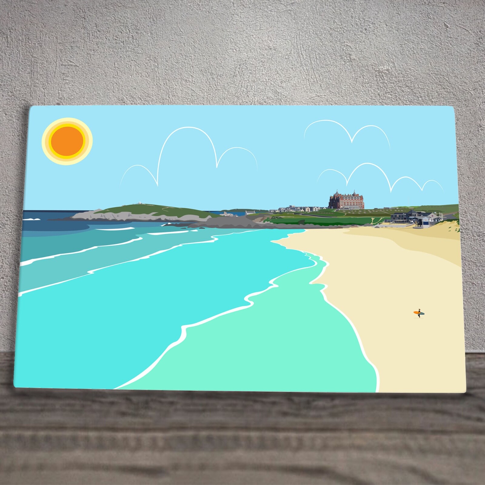 Ceramic Picture Tile Plaque ""Fistral Beach Newquay"" by Katie Pearson 30cm x 20cm