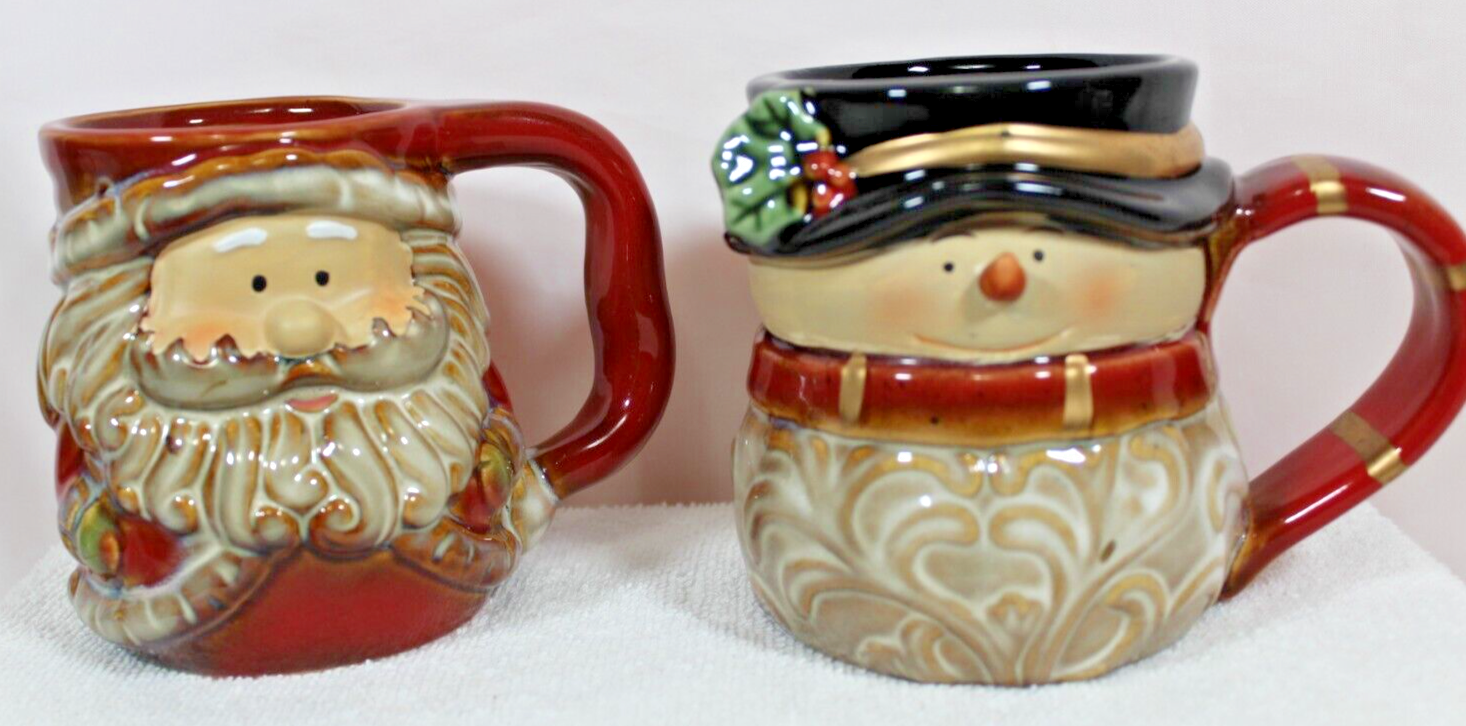 Santa and Snowman Christmas Coffee Hot Chocolate Mug Set of 2-image