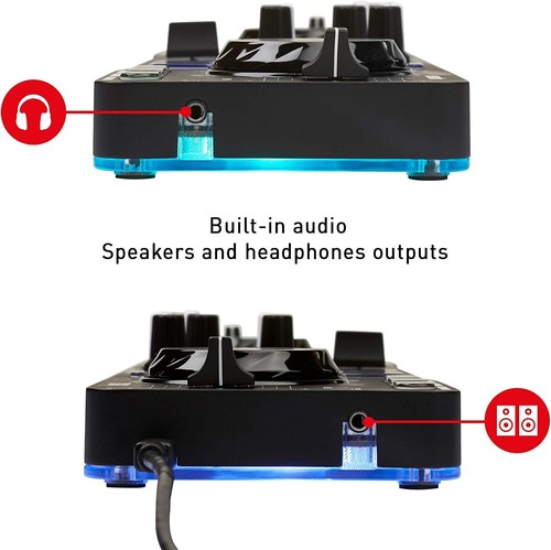Consolle per DJ Portatile USB con 2 Tracce e 8 Pad Mixer per Discoteche e Feste - Foto 9 di 11