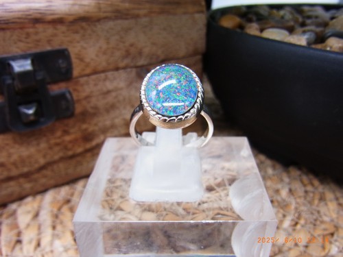 835 Silber Ring Vintage mit synth. Opal Größenverstellbar Artnr. R.1717 - Bild 7 von 7
