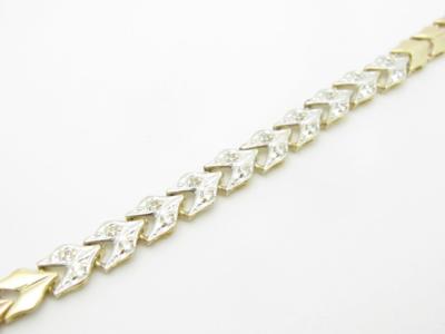 14k Yellow White Gold Diamond Arrow Design Pave Round Stones Tennis  Bracelet