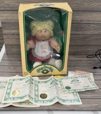 Vtg Cabbage Patch Kids Doll Blonde Hair Blue Eyes Keely Margo Box Papers