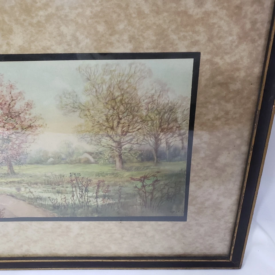 C Hopkins Print Cherry Blossom Trees Framed 17x11 Spring Landscape Cottage Decor - Image 3 of 4