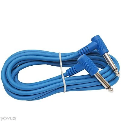 YOVUS BLUE 3 ft foot right angle 1/4 to 1/4 TS shielded instrument guitar patch cable