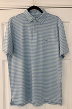 Vineyard Vines Polo Size Medium White Green Blue FREE SHIPPING