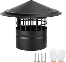 Cone Top Chimney Cap 4 Inch round Roof Rain Chimney Cove Wood Stove...