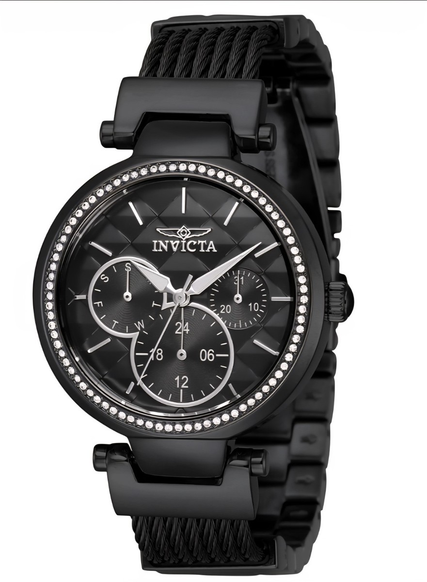 Invicta Angel Lady 39350 Women's Black Crystal Accent Watch 36mm