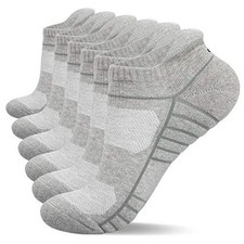 Athletic Running Ankle Socks, Low Cut Cushioned Anti-Blister Tab Medium Gray