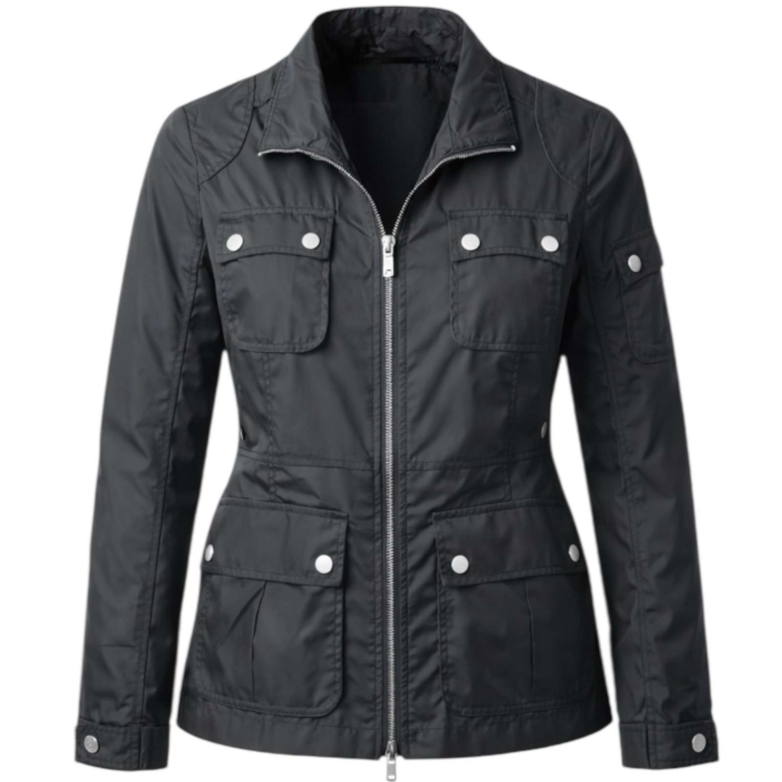 RRP €549 MABRUN RARE NYLON WOMAN AUTUMN BLACK JACKET COAT VINTAGE SIZE 48