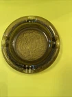 Vintage Blenko Ashtray amber colored Lotus Blossom 5.5” Heavy Duty Glass