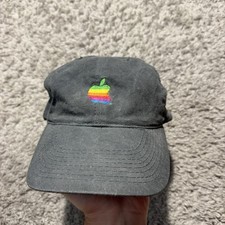 Vintage Apple Computer Cap Hat Rainbow Apple Logo Compatibility 90s Grey Otto