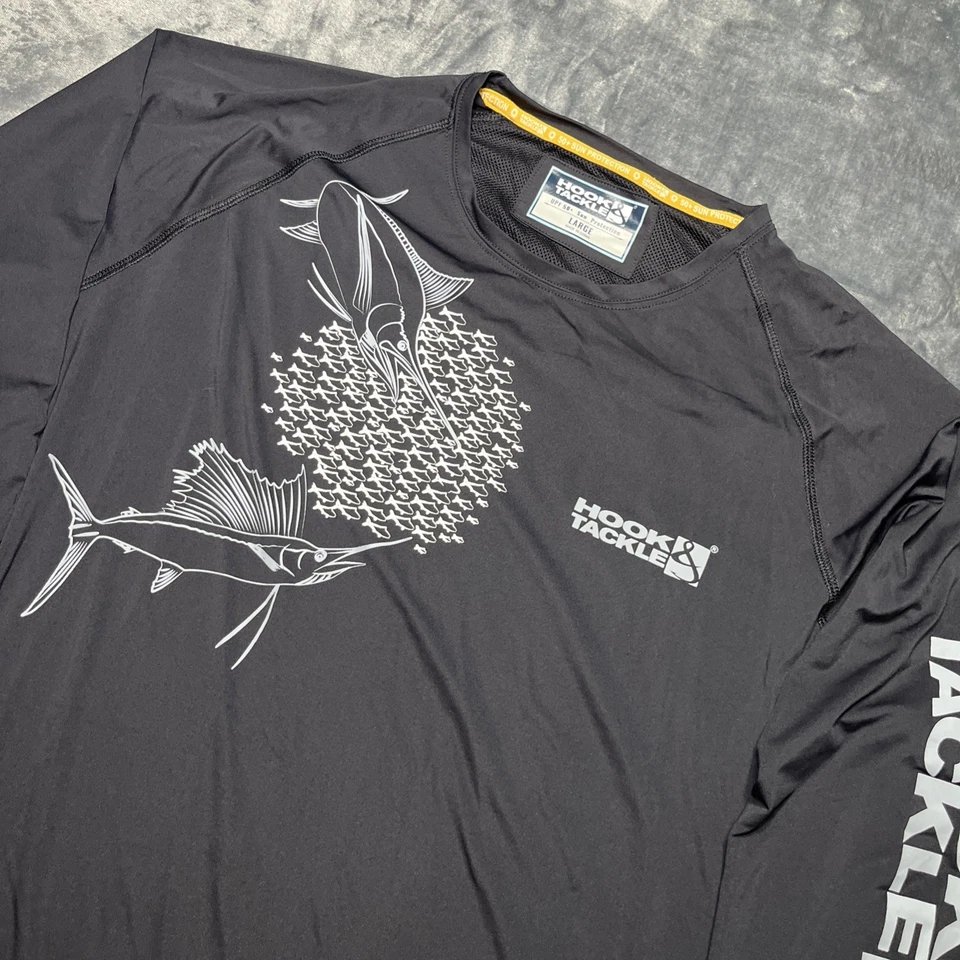 Рубашка с крючком и снастями мужская большая рыболовная UPF 50 защита от солнца с длинным рукавом вентилируемая - Изображение 2 из 4