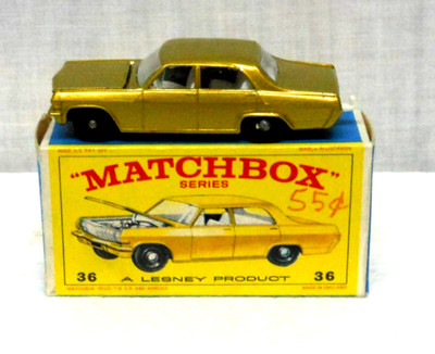 VINTAGE MATCHBOX SERIES 1-75 LESNEY NO. 36C OPEL DIPLOMAT SILVER MOTOR- 1966-NIB