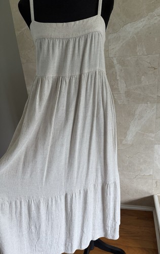 Rachel Pally Linen Syd Midi Dress Small Beige Tiered, Coastal Lagenlook USA $277 - Picture 9 of 13