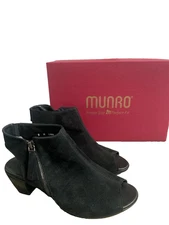 MUNRO “Nakita” Black Nubuck Open Toe Open Heel Slingback  Shoe - 9M - New In Box