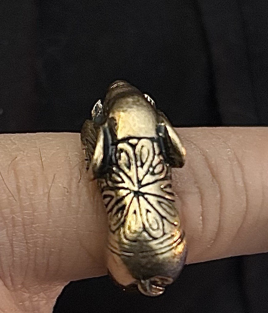Solid Brass Elephant Ring Hand Engraved Boho Indi… - image 11