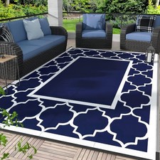 Navy & White Outdoor Rug 5x8