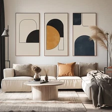 Hand-painted Oil Painting 3 Panel Creativity Wall Art Black unframed #010