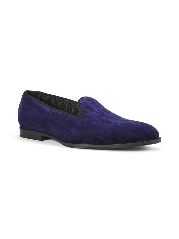 100% AUTH NEW MEN CHRISTIAN DIOR SMOKING BLUE OBLIQUE VELVET LOAFER EUR 44/US 11