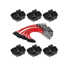 MAS Set of 6 Ignition Coils Pack +12pcs Spark Plug Wire Sets Compat... Fast Ship