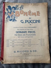 La Boheme by Giacomo Puccini 1925 SEPARATE PIECES G.Ricordi&Co Italian Operas