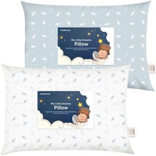 2-Pack Organic Cotton Toddler Pillows 2-5 Years Soft, Machine Washable Trave