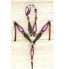 WILDRACE Premium Horse Show Saddle Tack Western Leather Headstall Breast Collar