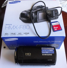 Samsung HMX-F80 Camcorder BUNDLE Box SD card Charger Good Battery Case WORKING
