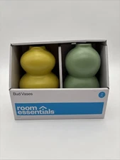 2pk Gourd Shaped Bud Vase (1)  Green & (1) Yellow - Room Essentials, NEW