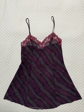 Victoria's Secret Sheer Lace Trim Full Slip Adjustable Straps Purple/Black M
