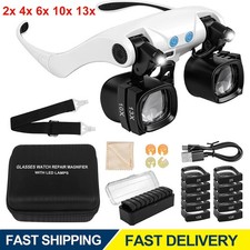 Magnifying Glasses for Close Work 10 Lens Jewelry Watch Repair Magnifier 2 LED