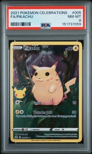 2021 POKEMON CELEBRATIONS #005 FULL ART/PIKACHU PSA 8