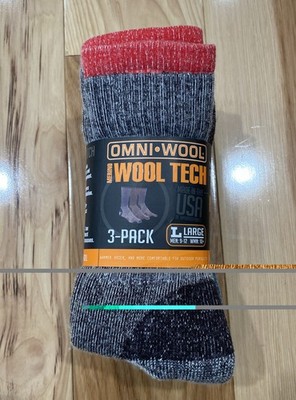 Omniwool 3-Pack Merino Wool Tech Hiking Sock Size L Unisex Multi Color Gronola