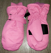 THINSULATE 3 M PINK WINTER MITTENS BLACK PALMS FLEECE LINED size 5/6 WILDBREAKER