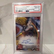 Topps 2024 Bowman's Best Travis Bazzana Guardians Gold Refractor Auto /50 PSA 10