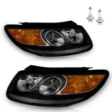 Pair Headlights For 2007-2012 Hyundai Santa Fe Halogen Headlamps Wbulbs