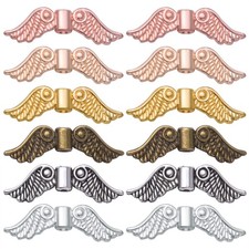60pcs Angel Wing Beads - 6 Colors Tibetan Alloy Fairy Wing Spacer Loose Charm...