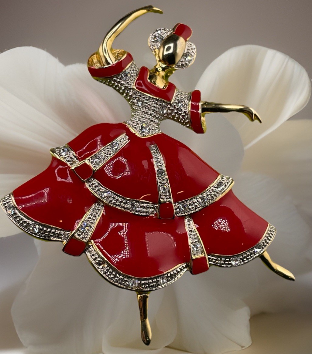 Broche broche cuello bailarina flamenca grande rojo