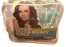 Conair Brush Rollers Tight & Bouncy Curls Brush Hair Rollers Short With Pins 20