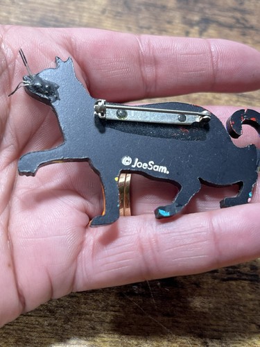 Broche prendedor arte pintado Joe Sam vintage Love Cat - firmado. Raro Difícil de Encontrar - Imagen 8 de 13